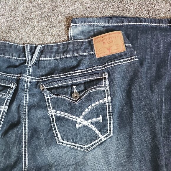 Amethyst Jeans Womens Size 20 Darkwash Flare Bottom Denim w. Buttons - Picture 4 of 8